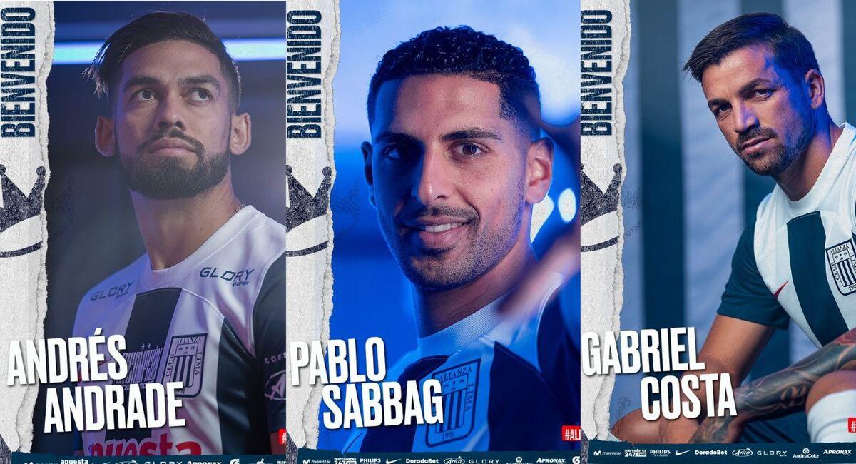 Andrade, Sabagg y Costa, nuevos fichajes de Alianza Lima. Foto: Twitter @ClubALoficial