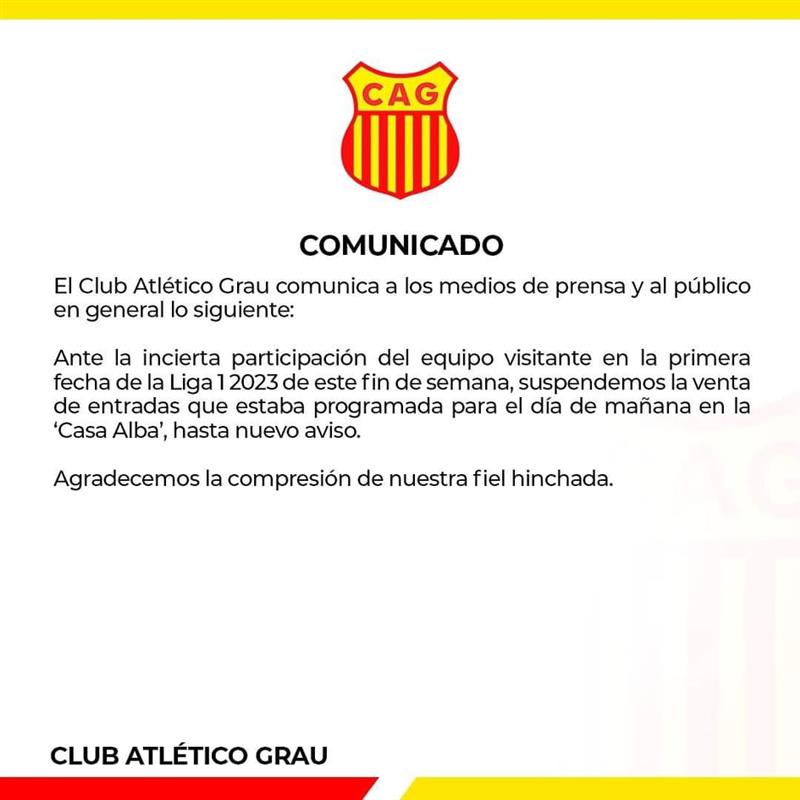 Foto: Twitter Club Atlético Grau