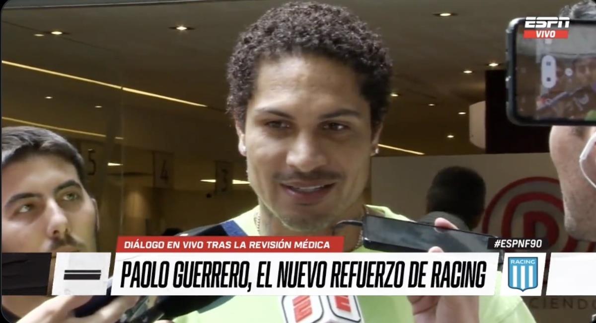 Paolo Guerrero es nuevo jugador de Racing. Foto: Captura de pantalla ESPN