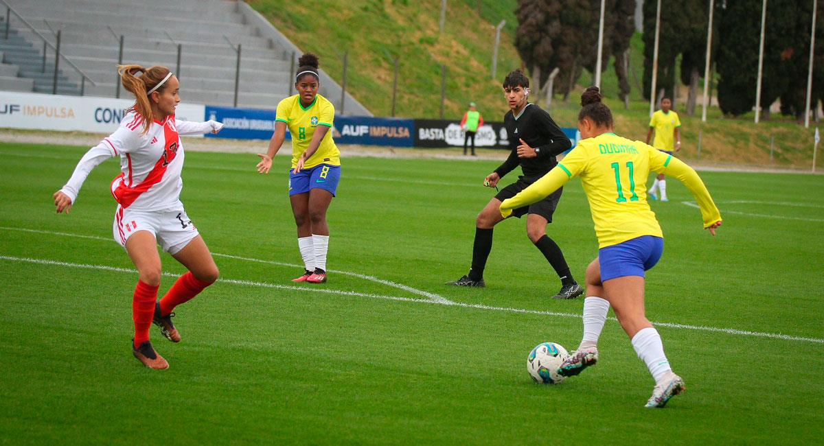 Perú cayó ante Brasil en la Liga Evolución Femenina Sub 19. Foto: Twitter @AUFimpulsa