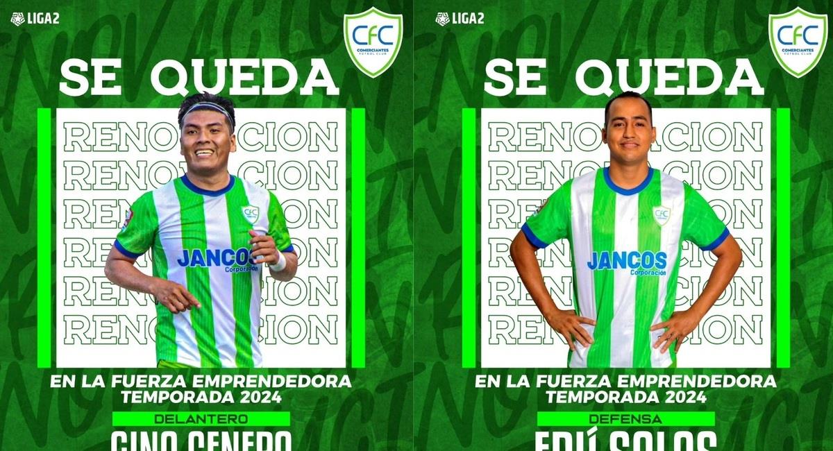 Gino Cenepo y Edú Salas. Foto: Comerciantes FC de Loreto