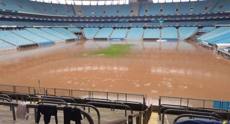 El estadio del Gremio de Porto Alegre se inundó